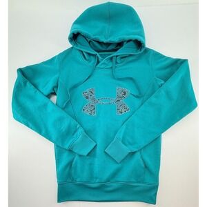 Under Armour ColdGear Hoodie Womens XS Teal Pullover Athletic Fleece Logo